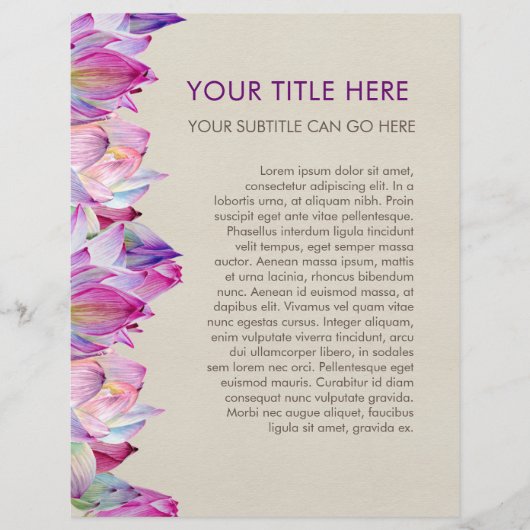 Prospectus 21,6 Cm X 24,94 Cm Aquarelle Flore Lotus (Devant)