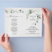 Prospectus 21,6 Cm X 24,94 Cm Aquarelle verte Gold Folded Wedding Programme (main)