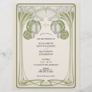 Prospectus 21,6 Cm X 24,94 Cm Arbres Mackintosh Vintage en Fleur Vert Sauge