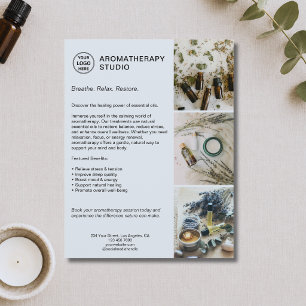 Prospectus 21,6 Cm X 24,94 Cm Aromathérapie Spa Logo personnalisé Bleu Poussiére