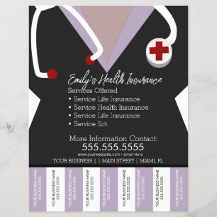 Prospectus 21,6 Cm X 24,94 Cm Assurance Santé Infirmière Déchirure Affaires E