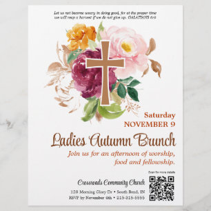 Prospectus 21,6 Cm X 24,94 Cm Automne Floral Cross Church Dames Brunch