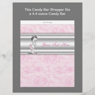 Prospectus 21,6 Cm X 24,94 Cm Baby shower en toile rose Barre de bonbons