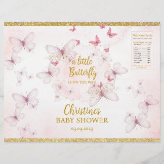 Prospectus 21,6 Cm X 24,94 Cm Baby shower papillon rose Étiquettes de sac à chip