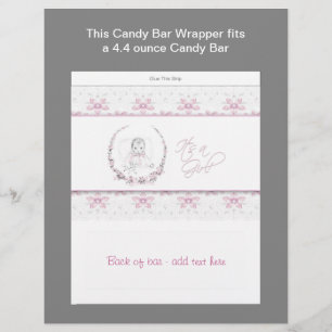 Prospectus 21,6 Cm X 24,94 Cm Baby shower rose Barre à bonbons