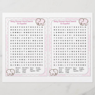 Prospectus 21,6 Cm X 24,94 Cm Baby Shower word search Spanish