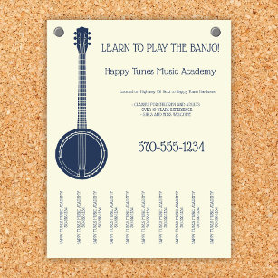 Prospectus 21,6 Cm X 24,94 Cm Banjo Leçons Musique Enseignant Éteindre les bande
