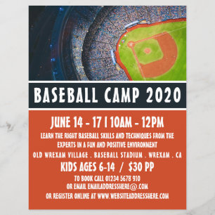 Prospectus 21,6 Cm X 24,94 Cm Baseball Field, Baseball Camp Advertising Flyer