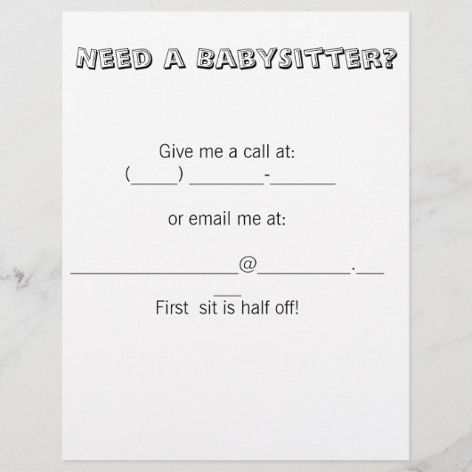 Prospectus 21,6 Cm X 24,94 Cm Besoin d'un BabySitter ? (Devant)