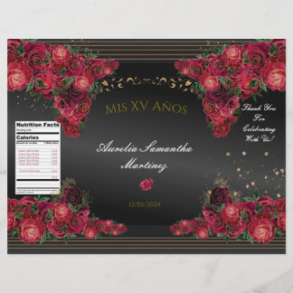 Prospectus 21,6 Cm X 24,94 Cm Black avec Red Roses Chip Sac Flyer