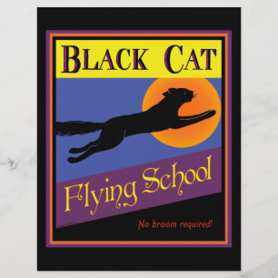 Prospectus 21,6 Cm X 24,94 Cm Black Cat Flying School Halloween Flyer