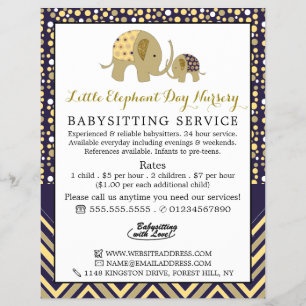 Prospectus 21,6 Cm X 24,94 Cm Blue Boho Elephant, Babysitter, Garderie, Nourritu