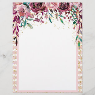 Prospectus 21,6 Cm X 24,94 Cm Blush & Bourgogne Floral Drop & Gold Confetti