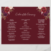 Prospectus 21,6 Cm X 24,94 Cm Boho Burgundy Tri-Fold Wedding Programme (Dos)