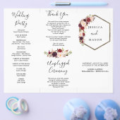 Prospectus 21,6 Cm X 24,94 Cm Boho Burgundy Tri-Fold Wedding Programme (Simple)