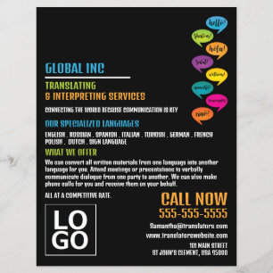 Prospectus 21,6 Cm X 24,94 Cm Bonjour Design, Traducteur et Interprète