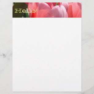Prospectus 21,6 Cm X 24,94 Cm Bonjour ! Papier Flyers Fleurs de Tulipe Rose Prin