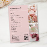 Prospectus 21,6 Cm X 24,94 Cm Boulangerie Photo personnalisée QR Social Media Ic<br><div class="desc">Faites la promotion de votre boulangerie ou pâtisserie avec ce prospectus élégant et entièrement personnalisable. Doté d'un arrière - plan rose doux et d'un espace de quatre photos pour mettre en valeur vos meilleures friandises, ce dépliant est parfait pour mettre en valeur vos services et spécialités. Ajoutez les détails personnalisés...</div>