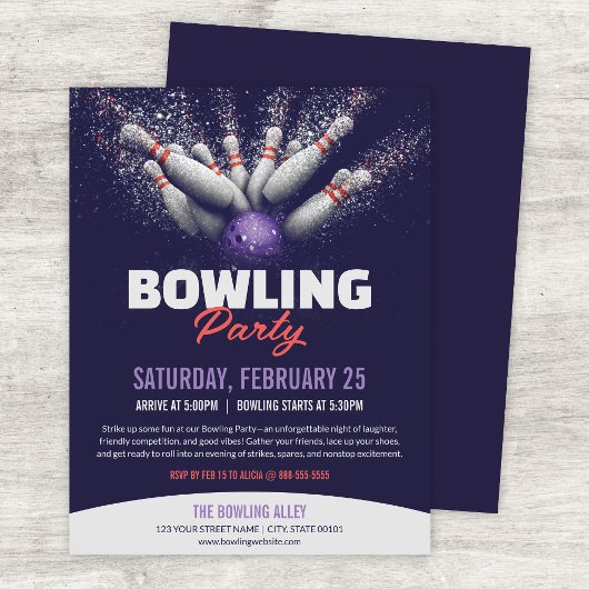 Prospectus 21,6 Cm X 24,94 Cm Bowling Party Event Flyer Template