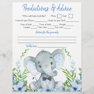 Prospectus 21,6 Cm X 24,94 Cm Boy Elephant Bow Tie Baby Shower Double Game