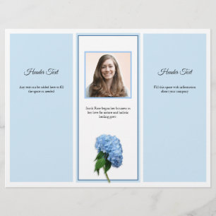 Prospectus 21,6 Cm X 24,94 Cm Brochure photo Blue Floral Tri-fold Business Broch
