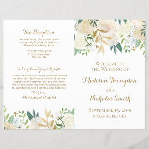 Prospectus 21,6 Cm X 24,94 Cm Brochures du programme de mariage aux fleurs d'or