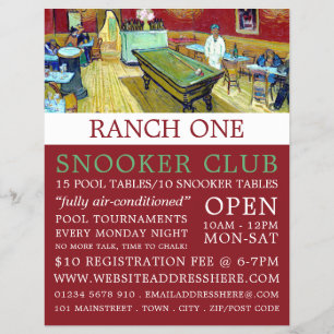 Prospectus 21,6 Cm X 24,94 Cm Café de nuit, Van Gogh, Pool Club, Snooker Club