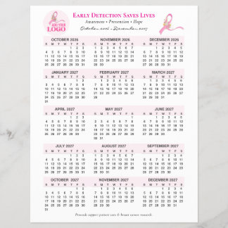 Prospectus 21,6 Cm X 24,94 Cm Calendrier de sensibilisation au cancer du sein su