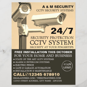 Prospectus 21,6 Cm X 24,94 Cm Caméras à montage CCTV, publicité sur la sécurité 