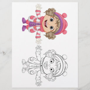 Prospectus 21,6 Cm X 24,94 Cm Caricature mignonne dans la page de coloriage des 