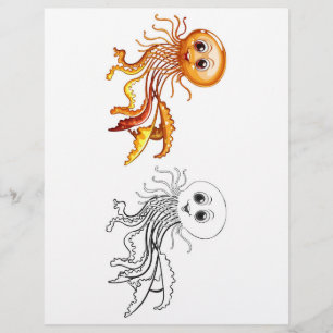 Prospectus 21,6 Cm X 24,94 Cm Caricature mignonne page de coloration de poulpe
