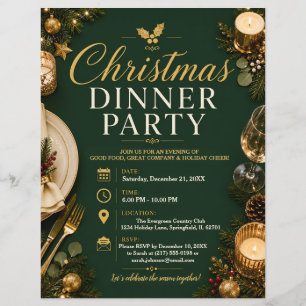 Prospectus 21,6 Cm X 24,94 Cm Carte de fête de Noël pour dîner