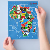 Prospectus 21,6 Cm X 24,94 Cm Carte de l'Afrique avec drapeaux (main)