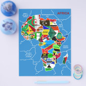 Prospectus 21,6 Cm X 24,94 Cm Carte de l'Afrique avec drapeaux (Simple)