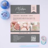 Prospectus 21,6 Cm X 24,94 Cm Carte Monogramme Logo Boulangerie Gris Rose (Simple)