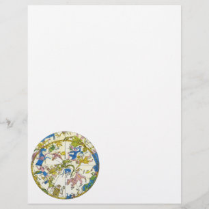 Prospectus 21,6 Cm X 24,94 Cm Carte vintage Celestial, Antique Constellation Sta