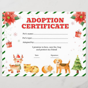 Prospectus 21,6 Cm X 24,94 Cm certificat d'adoption de l'animal de compagnie de
