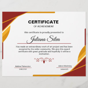 Prospectus 21,6 Cm X 24,94 Cm Certificat de Modèle d'encouragement