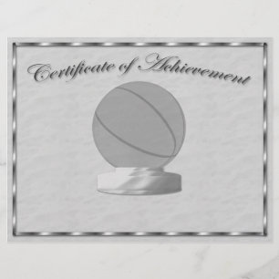 Prospectus 21,6 Cm X 24,94 Cm Certificat de réussite de basketball en argent
