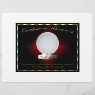 Prospectus 21,6 Cm X 24,94 Cm Certificat de réussite Golf