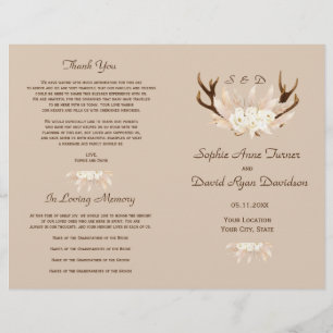 Prospectus 21,6 Cm X 24,94 Cm Charm Pampas Grass Floral Antlers Programme de mar