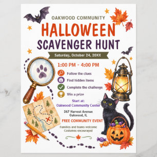 Prospectus 21,6 Cm X 24,94 Cm Chasse au trésor Halloween Flyer communautaire