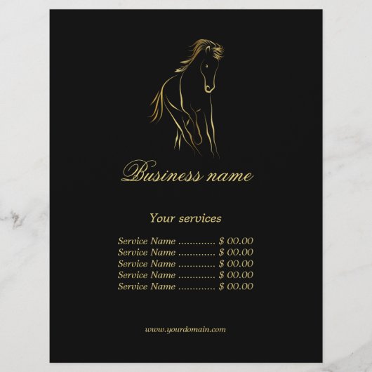 Prospectus 21,6 Cm X 24,94 Cm Cheval en couleur noire (Devant)