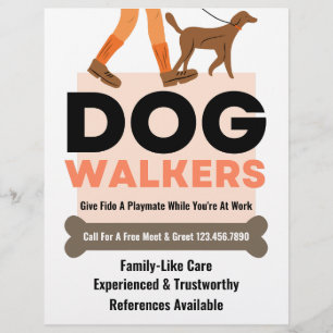 Prospectus 21,6 Cm X 24,94 Cm Chien moderne Walker Bone Pet Sitter Flyer