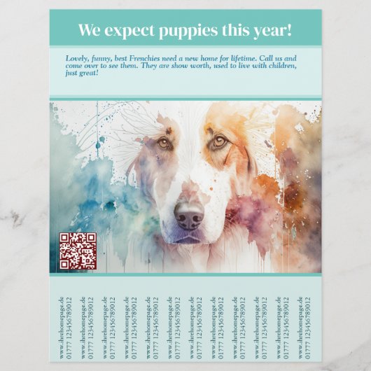 Prospectus 21,6 Cm X 24,94 Cm Chiots à vendre (Devant)