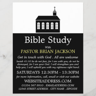 Prospectus 21,6 Cm X 24,94 Cm Church Silhouette, Christian Bible Class Advert