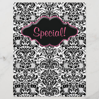 Prospectus 21,6 Cm X 24,94 Cm Circulaire Salon Floral Damask noir blanc rose
