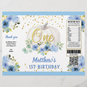 Prospectus 21,6 Cm X 24,94 Cm Citrouille Garçon 1er Anniversaire Bleu Chip Wrapp