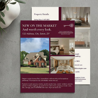 Prospectus 21,6 Cm X 24,94 Cm Classic Key Listing Maroon Real Estate Agent