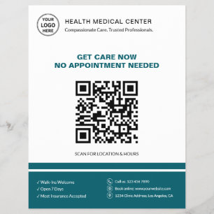 Prospectus 21,6 Cm X 24,94 Cm Clinique médicale QR Soins urgents sans rendez-vou